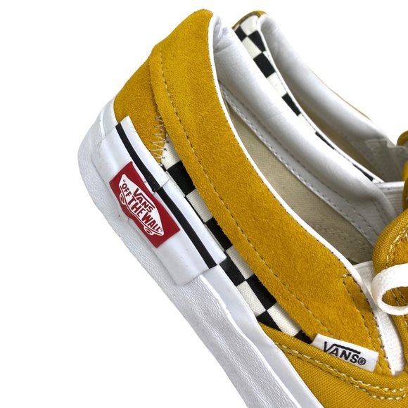 VANS Slip On Sneakers Yellow Suede Check Shoes For Men Skate Custom ALSU01256 - Picture 6 of 11